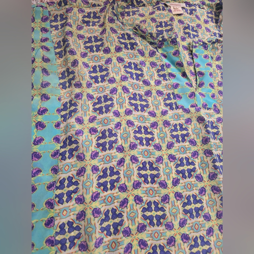 Sundance Silk Abstract Patterned Shortsleeve Shir… - image 3
